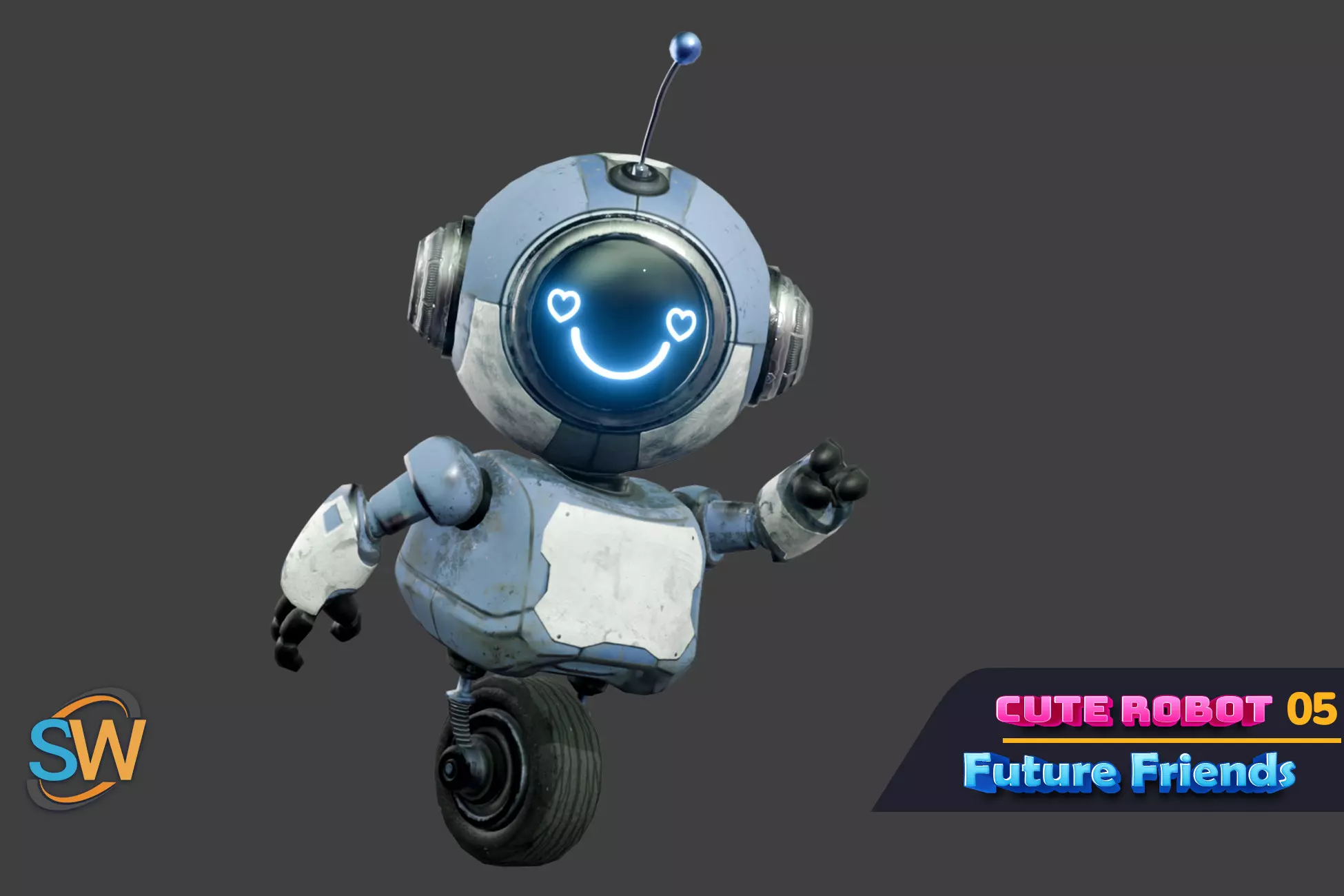 Cute Robot 05 Future Friends blue love expression