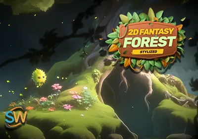 Stylized fantasy forest environment preview
